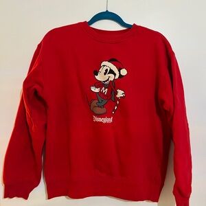 Disneyland Resort Mickey Mouse Red Crewneck Christmas Cotton Sweatshirt Size M